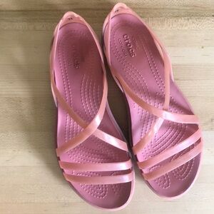 CROCS WOMEN'S PINK HUARACHE JELLY STRAPPY SANDALS SIZE 7